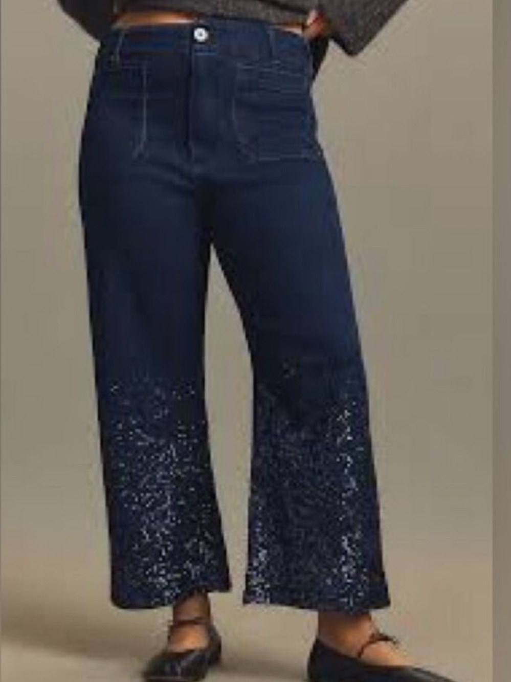 Anthropologie‎ Maeve The Colette Embellished Sequin Wide-Leg Jeans 16W NWT